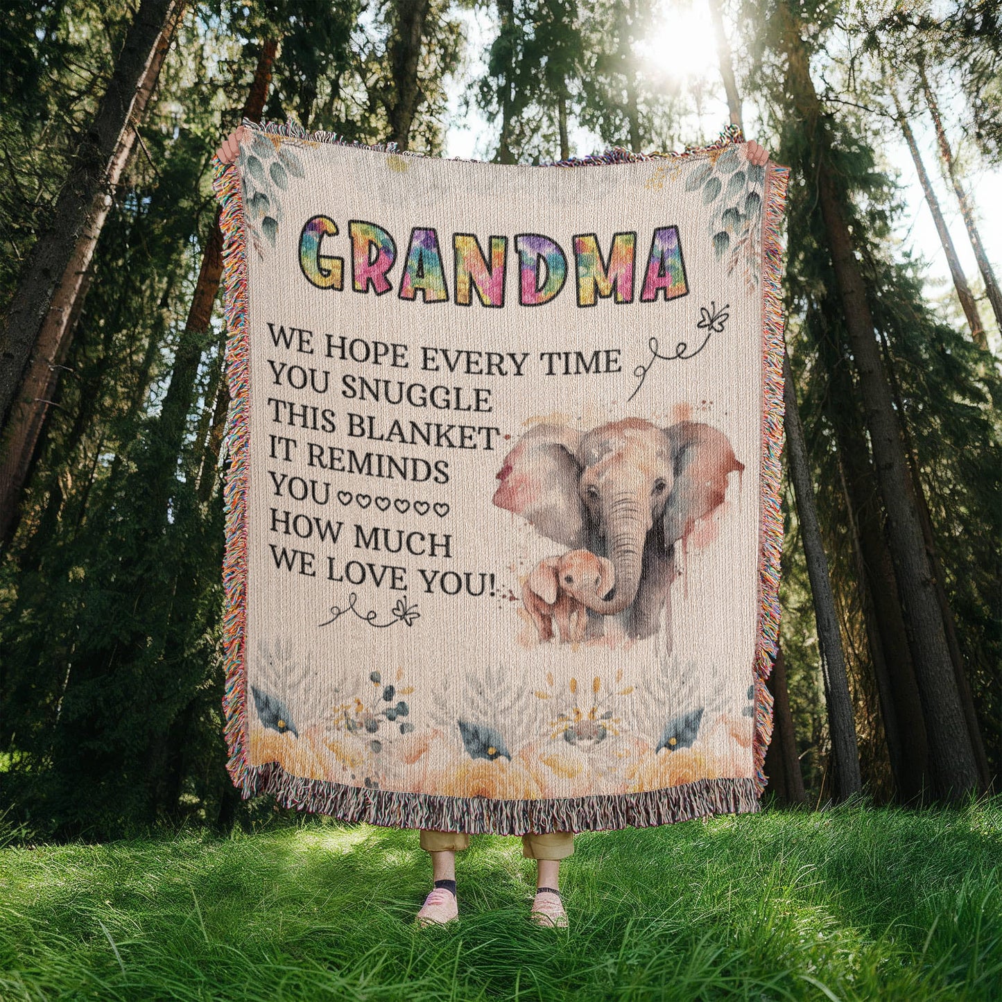 To My Grandma - Elephant Woven Blanket